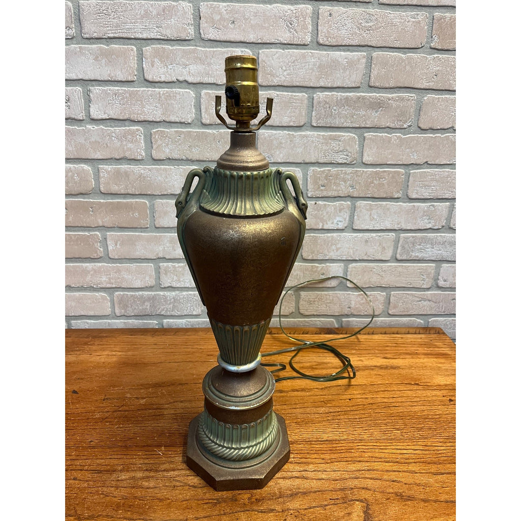 Vintage Art Deco Neoclassical Swan Handle Urn Table Lamp 1930s Cast Aluminum Lamp