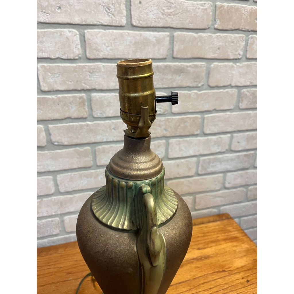 Vintage Art Deco Neoclassical Swan Handle Urn Table Lamp 1930s Cast Aluminum Lamp