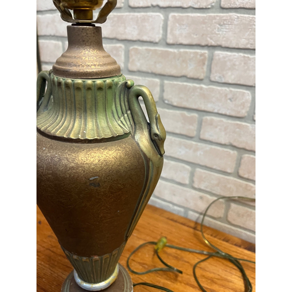 Vintage Art Deco Neoclassical Swan Handle Urn Table Lamp 1930s Cast Aluminum Lamp