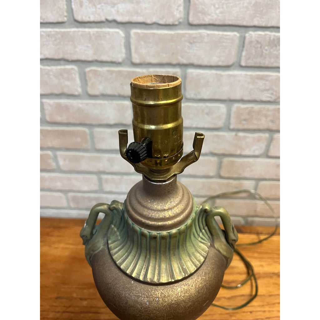 Vintage Art Deco Neoclassical Swan Handle Urn Table Lamp 1930s Cast Aluminum Lamp