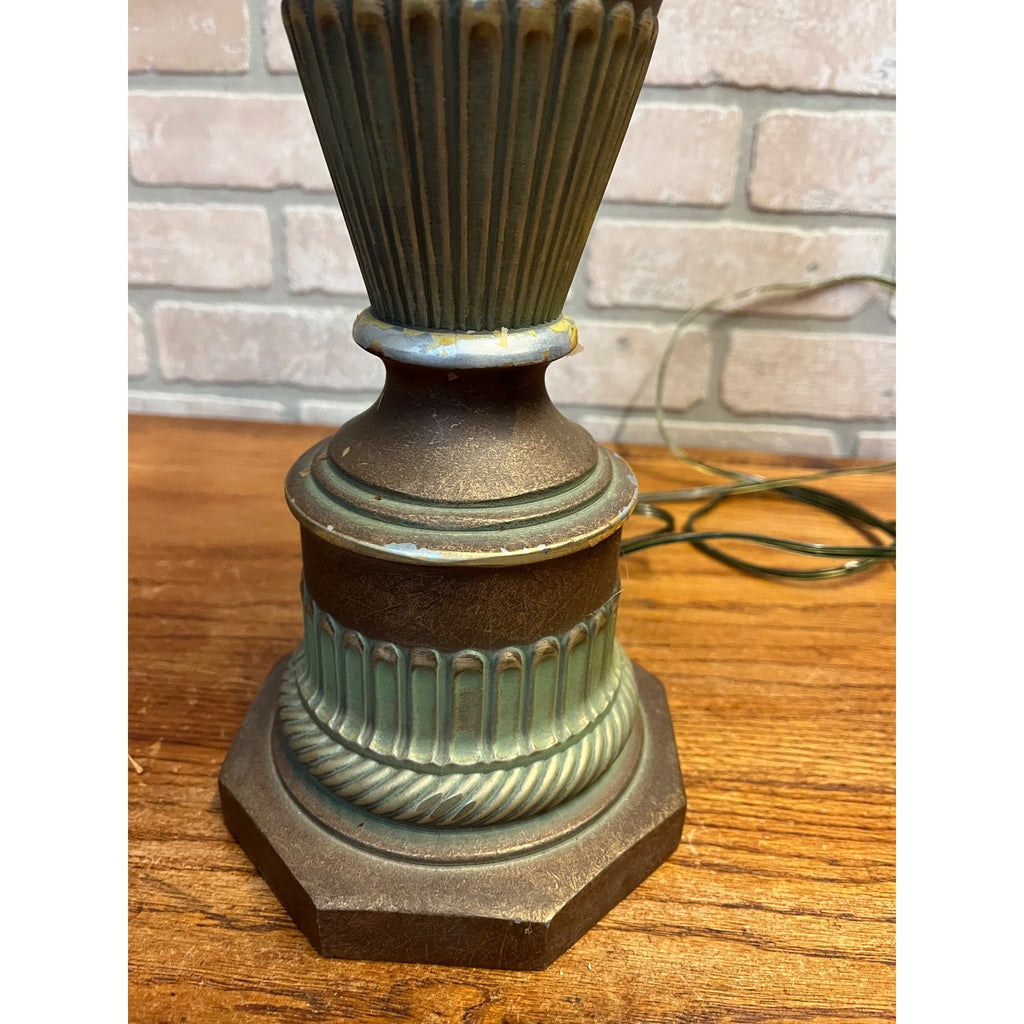 Vintage Art Deco Neoclassical Swan Handle Urn Table Lamp 1930s Cast Aluminum Lamp