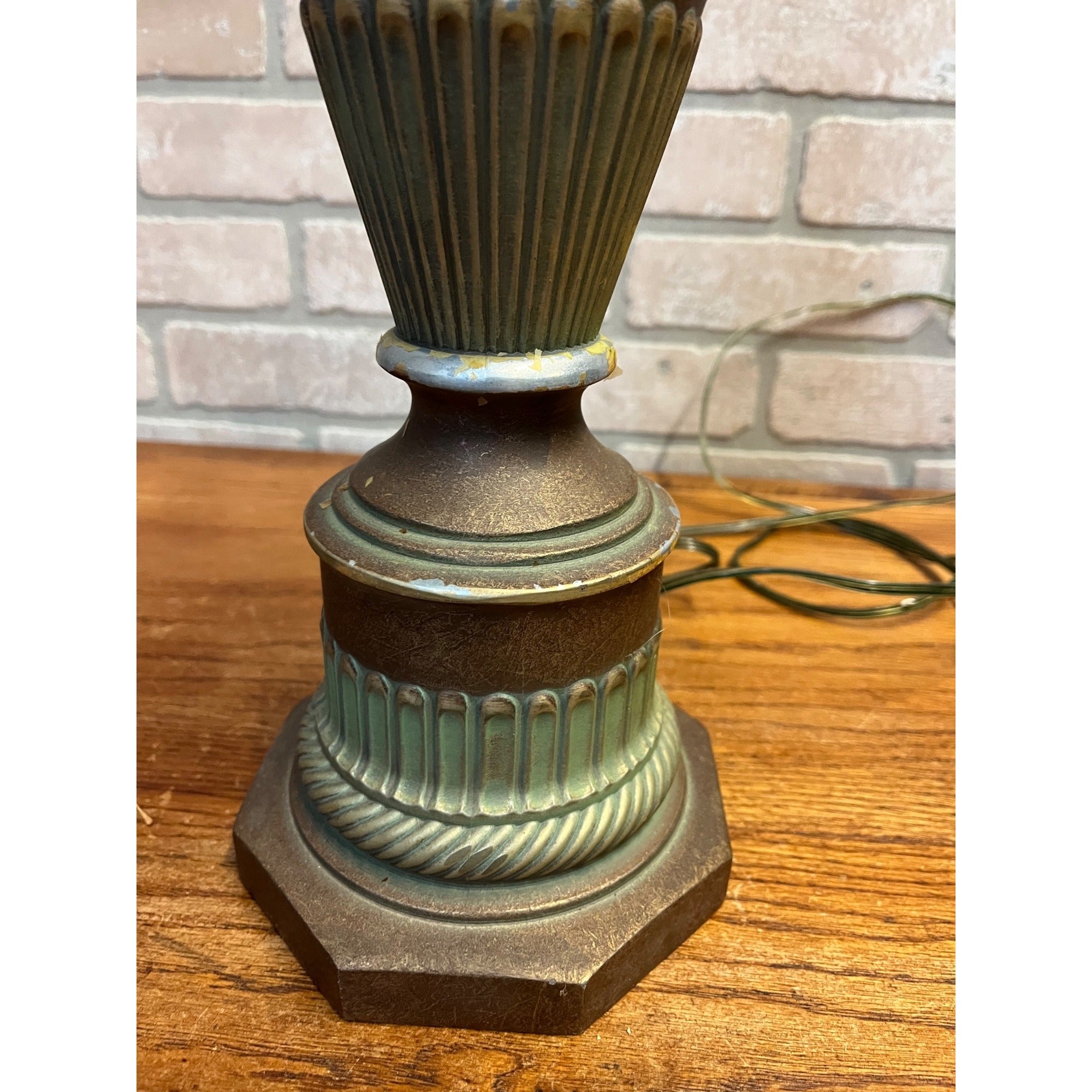 Vintage Art Deco Neoclassical Swan Handle Urn Table Lamp 1930s Cast Aluminum Lamp