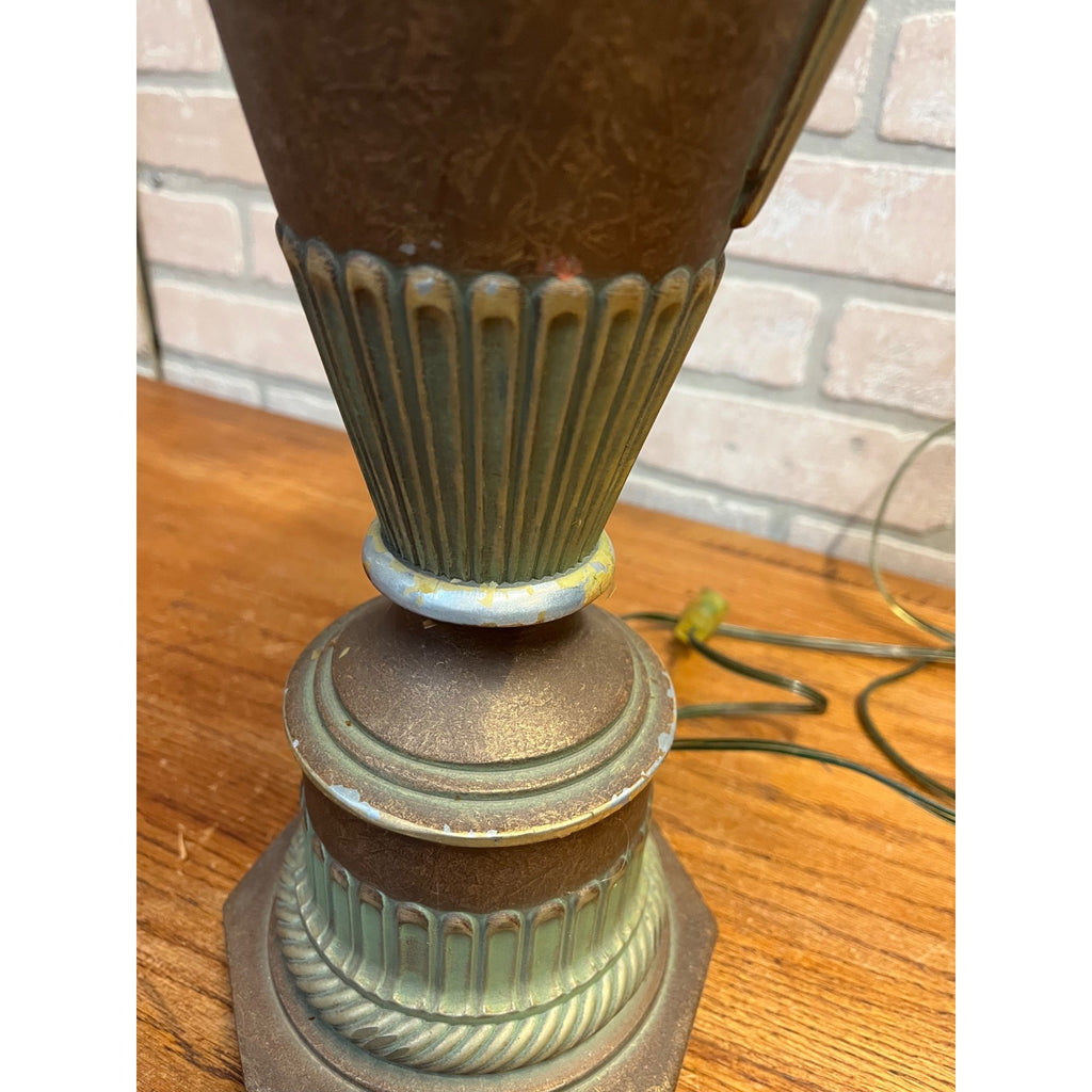 Vintage Art Deco Neoclassical Swan Handle Urn Table Lamp 1930s Cast Aluminum Lamp