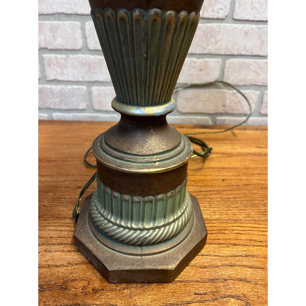 Vintage Art Deco Neoclassical Swan Handle Urn Table Lamp 1930s Cast Aluminum Lamp