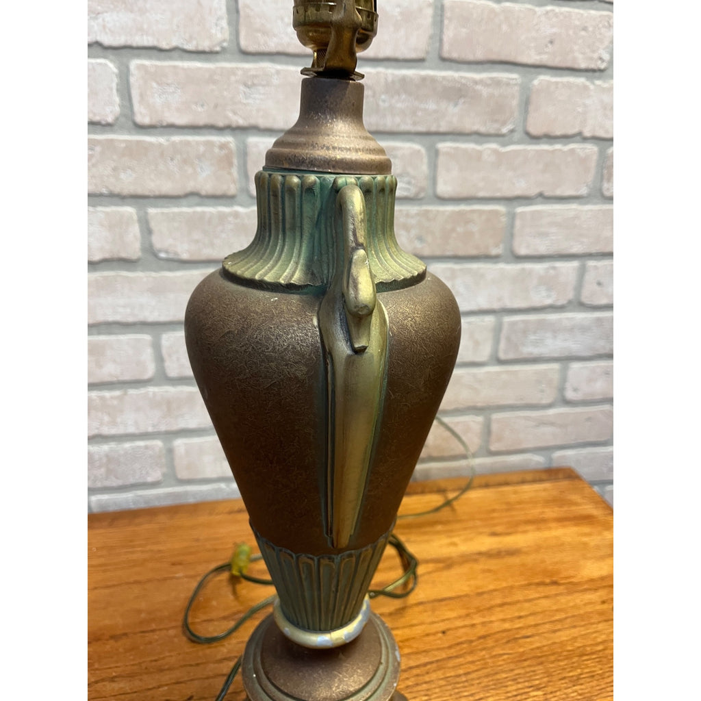Vintage Art Deco Neoclassical Swan Handle Urn Table Lamp 1930s Cast Aluminum Lamp