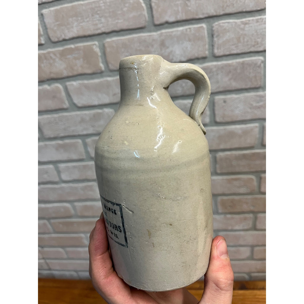 RARE Red Wing Stoneware 1 Pint Size Kummerow & Menge Fond Du Lac WI Liquor Jug
