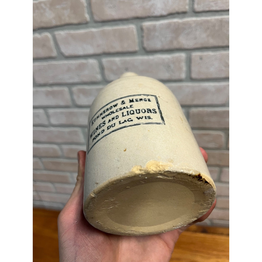 RARE Red Wing Stoneware 1 Pint Size Kummerow & Menge Fond Du Lac WI Liquor Jug