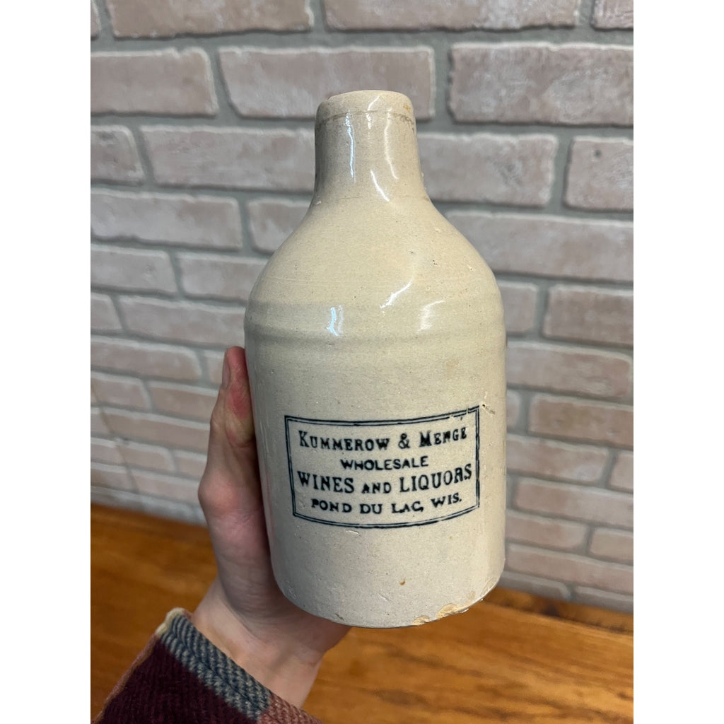 RARE Red Wing Stoneware 1 Pint Size Kummerow & Menge Fond Du Lac WI Liquor Jug