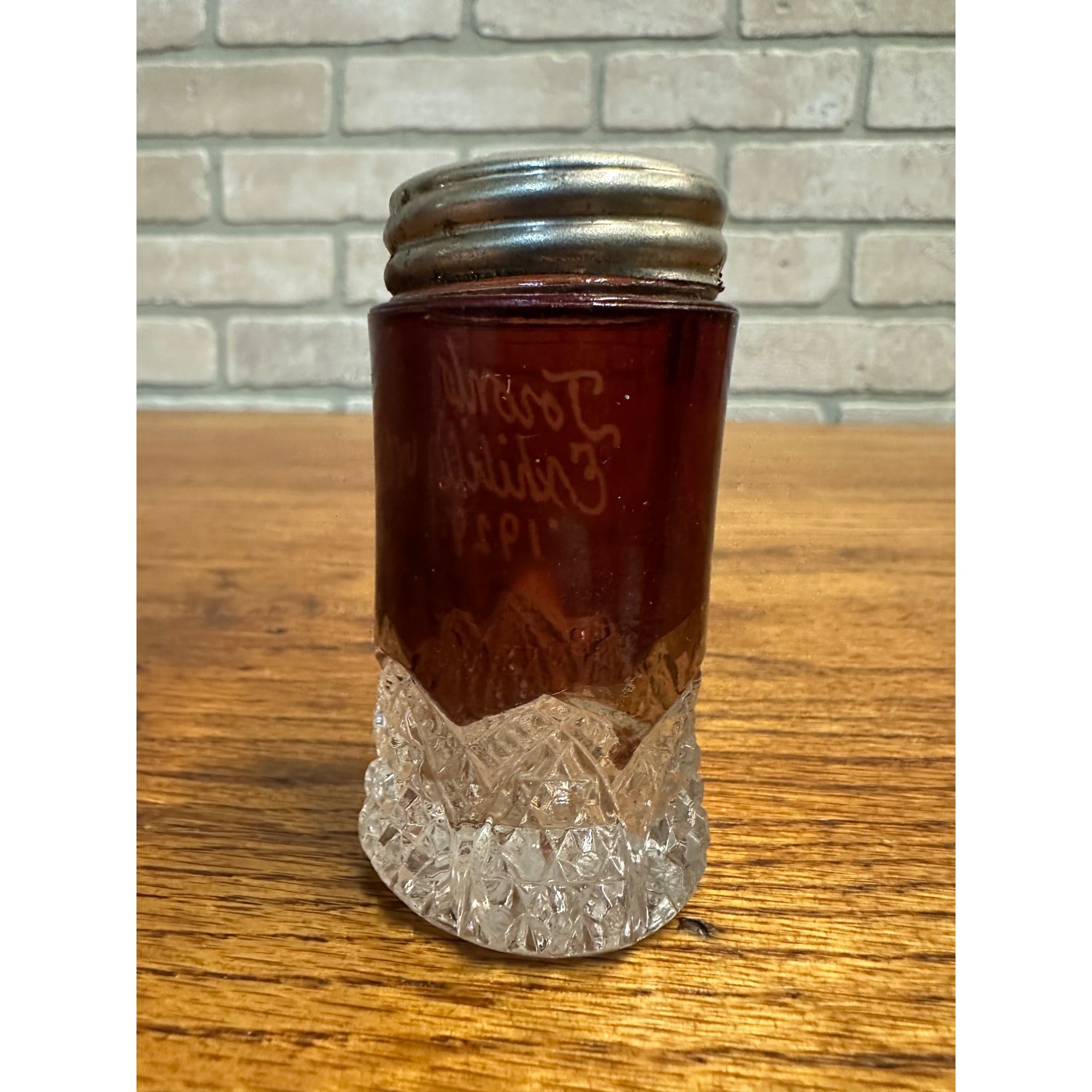 1929 Canadian National Exhibition Toronto Ruby Red Flash Salt Shaker Single Glass