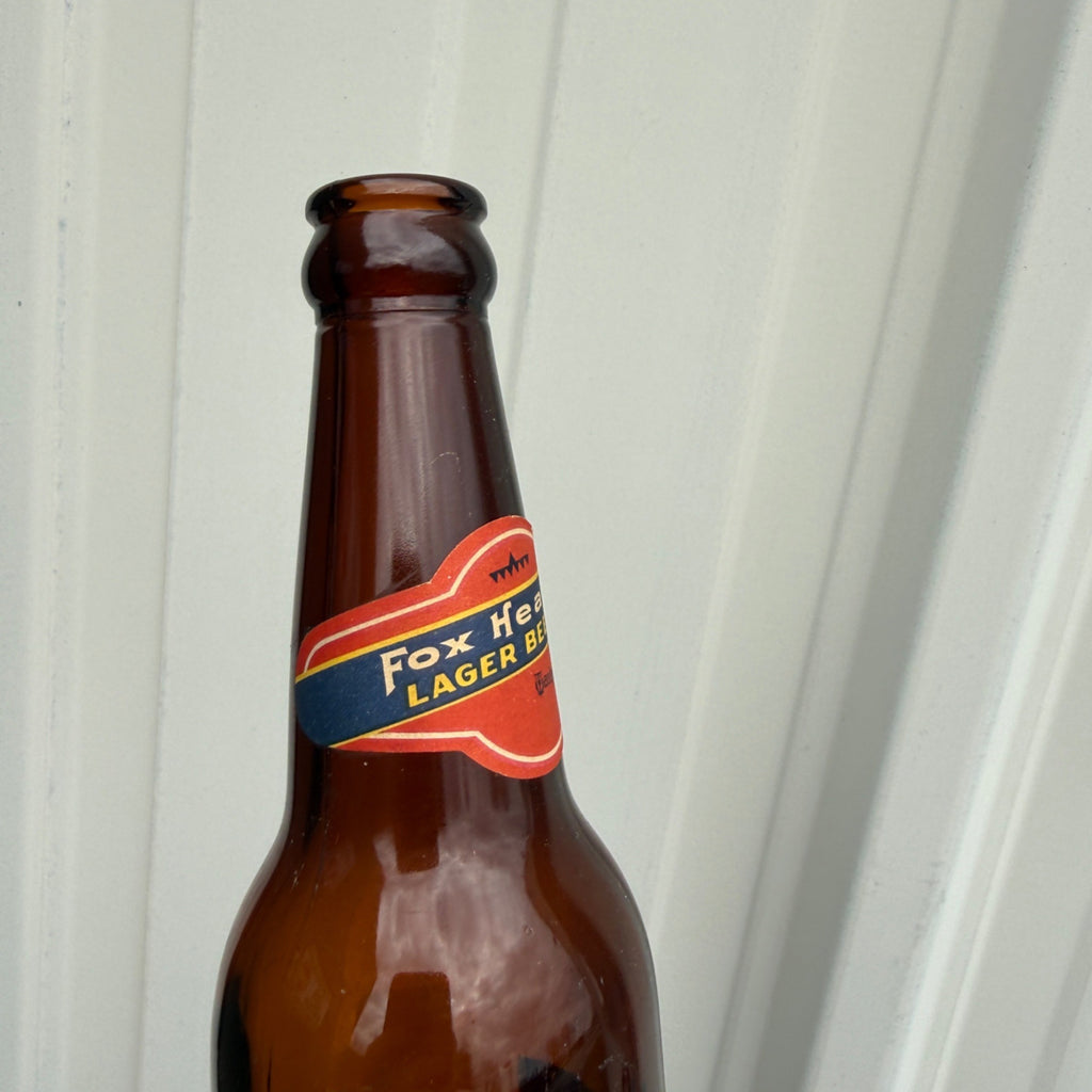 Vintage Fox Head Lager Beer Waukesha Wisconsin Label Beer Bottle IRTP