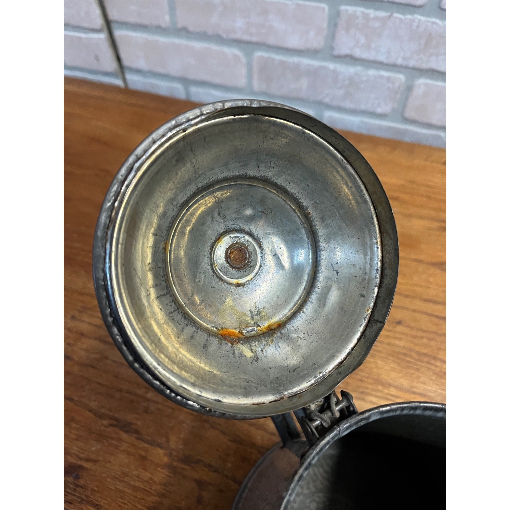 Antique Primitive Gray Enamelware Graniteware Grey Coffee Pot Lidded Farmhouse Kitchen Decor
