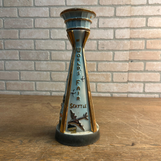 VINTAGE 1962 SEATTLE WORLDS FAIR JIM BEAM SPACE NEEDLE CENTURY 21 DECANTER EMPTY