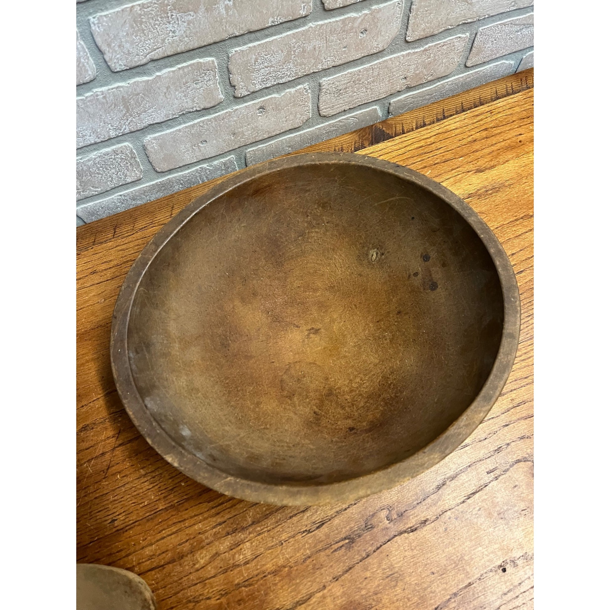 Antique Primitive 19th c. Butter Dough Bowl Wooden w/ Paddle Farmhouse