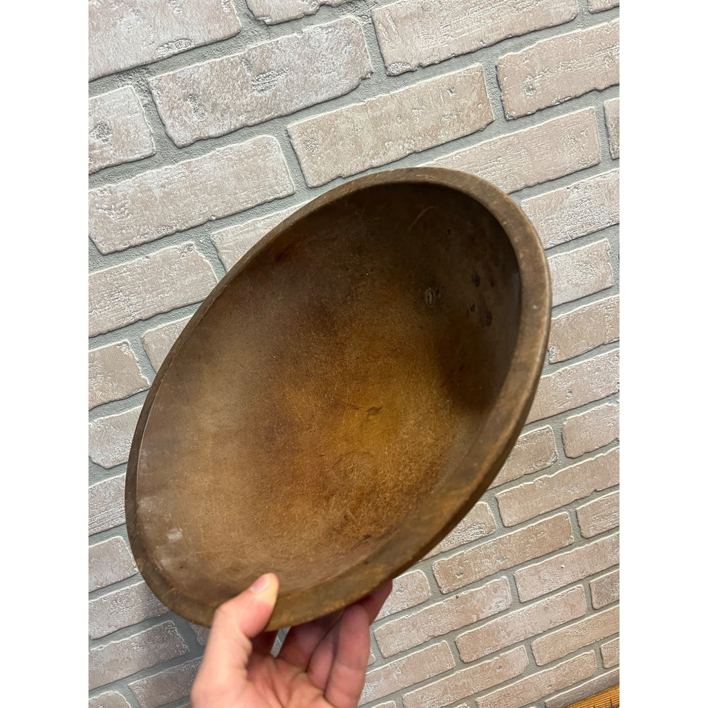 Antique Primitive 19th c. Butter Dough Bowl Wooden w/ Paddle Farmhouse