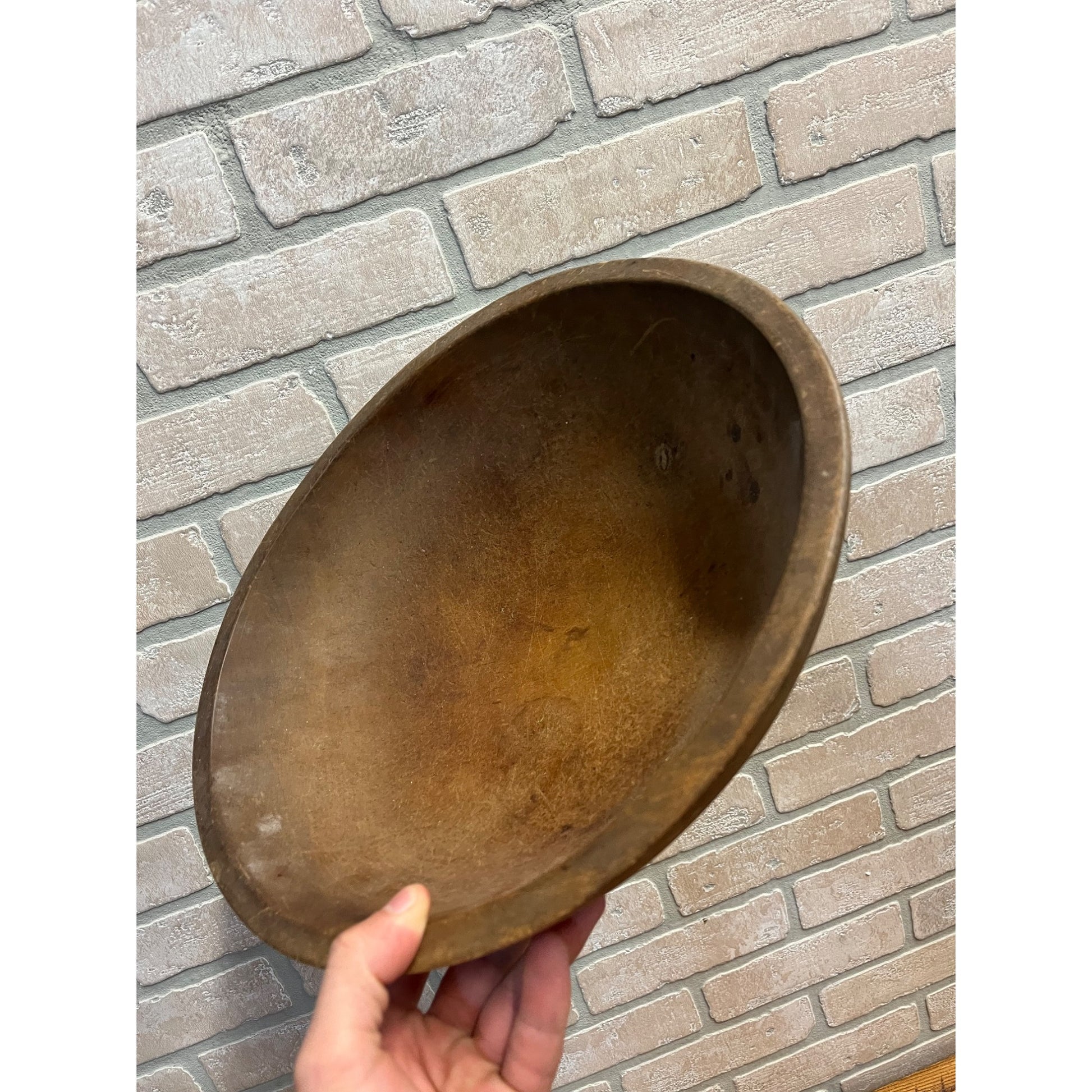 Antique Primitive 19th c. Butter Dough Bowl Wooden w/ Paddle Farmhouse