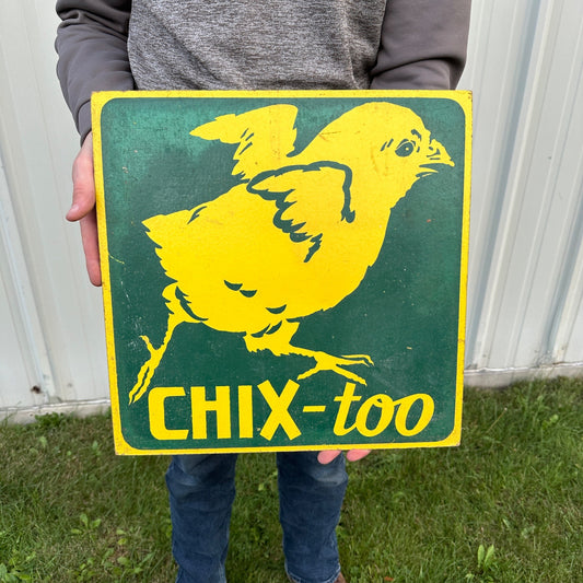 Vintage Dekalb Chix-Too Chicks Farm Advertisign Sign Masonite Pressed Wood