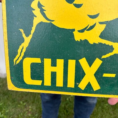 Vintage Dekalb Chix-Too Chicks Farm Advertisign Sign Masonite Pressed Wood