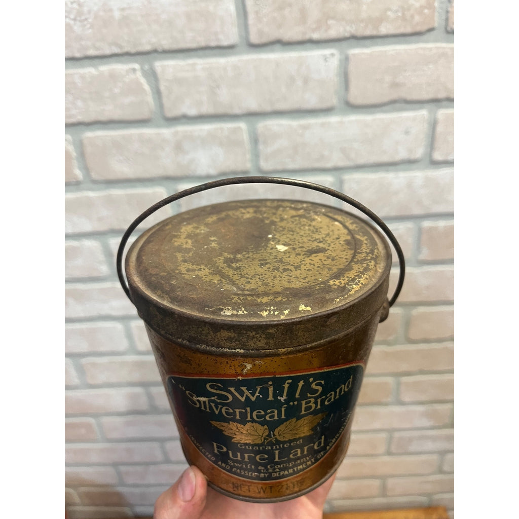 Vintage Swift's Silverleaf Brand Lard Bucket Tin Pail Advertising