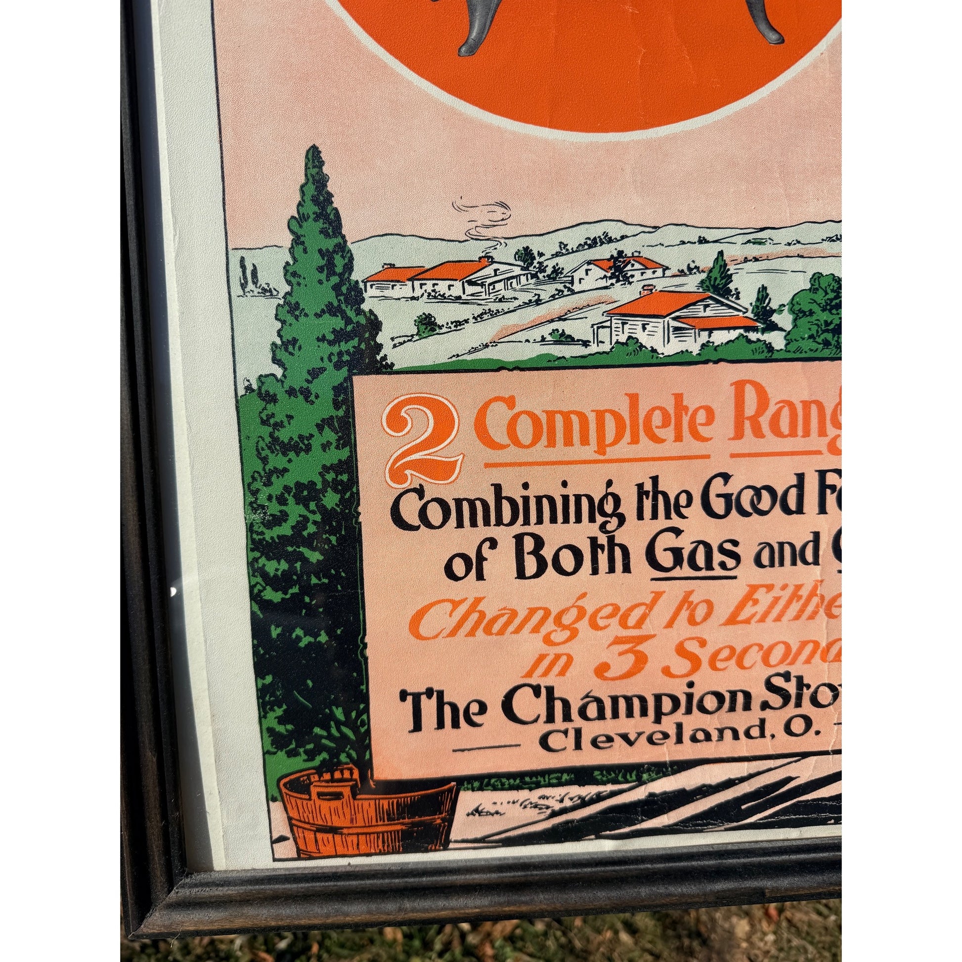 Vintage Champion Gas & Coal Range Stove Co. Cleveland Advertising Sign 1930s
