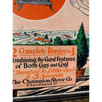 Vintage Champion Gas & Coal Range Stove Co. Cleveland Advertising Sign 1930s