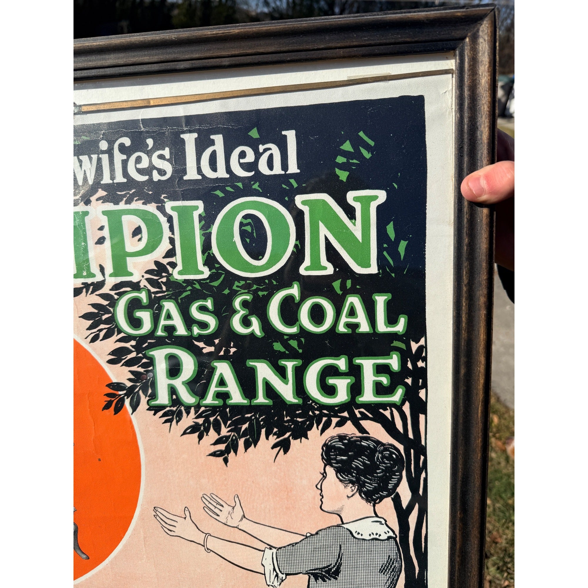 Vintage Champion Gas & Coal Range Stove Co. Cleveland Advertising Sign 1930s