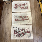 Antique Dry Goods Store Advertising Display Signs Calicos Gingham Dress Goods Lot
