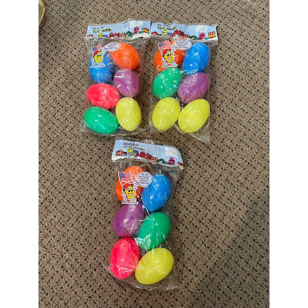 Vintage Easter Egg Lot (18) Jumbo Eggsville USA Peoria Plastics Sealed NOS 1990s