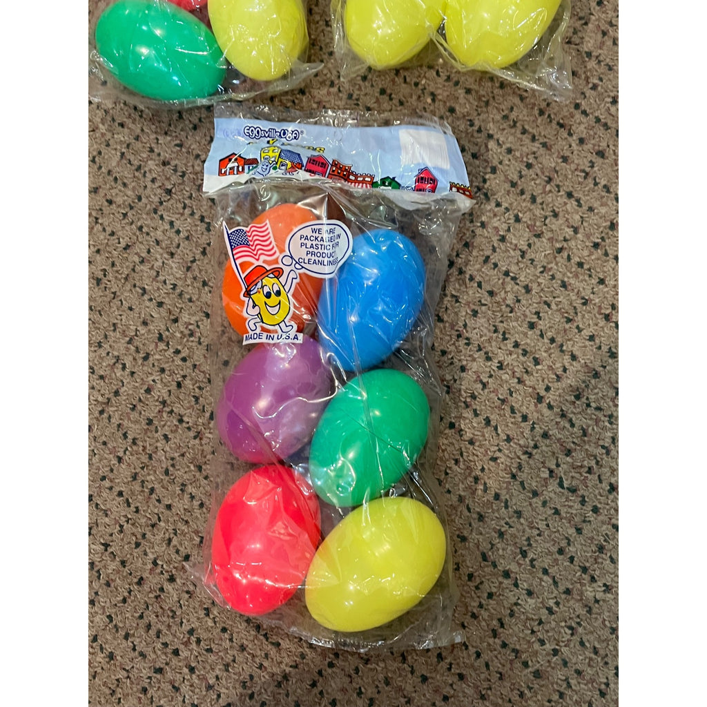 Vintage Easter Egg Lot (18) Jumbo Eggsville USA Peoria Plastics Sealed NOS 1990s