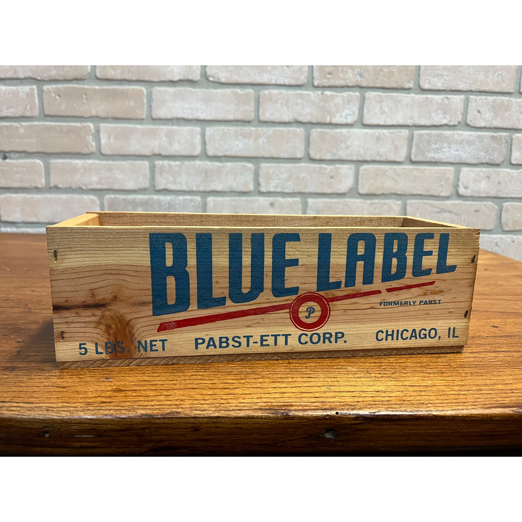 Vintage Blue Label Pabst-Ett Pabst Beer Prohibition Wooden Cheese Box 5lb CLEAN