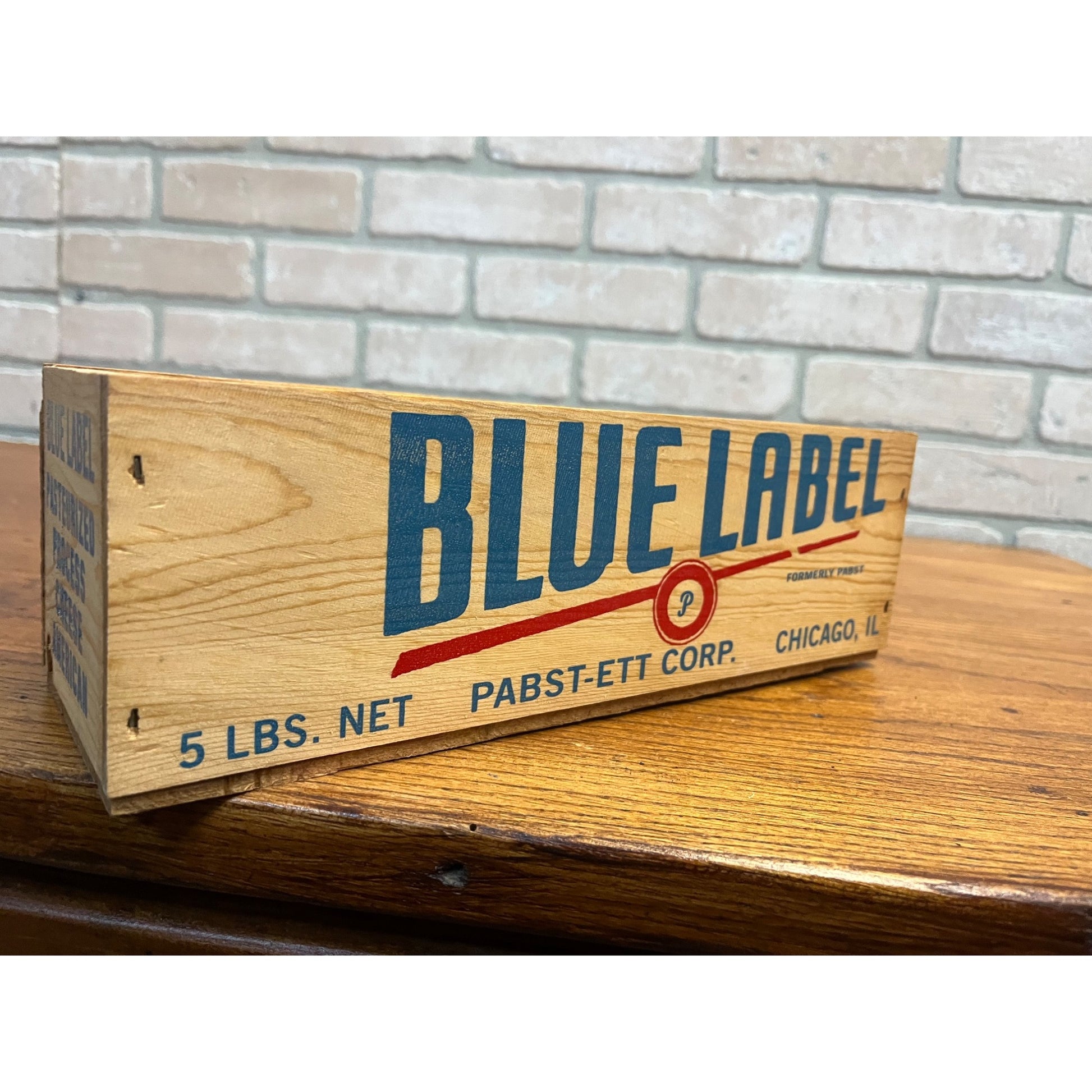 Vintage Blue Label Pabst-Ett Pabst Beer Prohibition Wooden Cheese Box 5lb CLEAN
