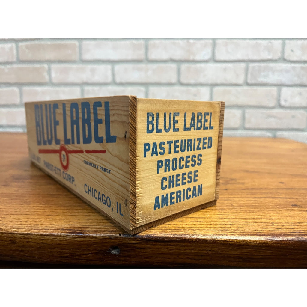 Vintage Blue Label Pabst-Ett Pabst Beer Prohibition Wooden Cheese Box 5lb CLEAN