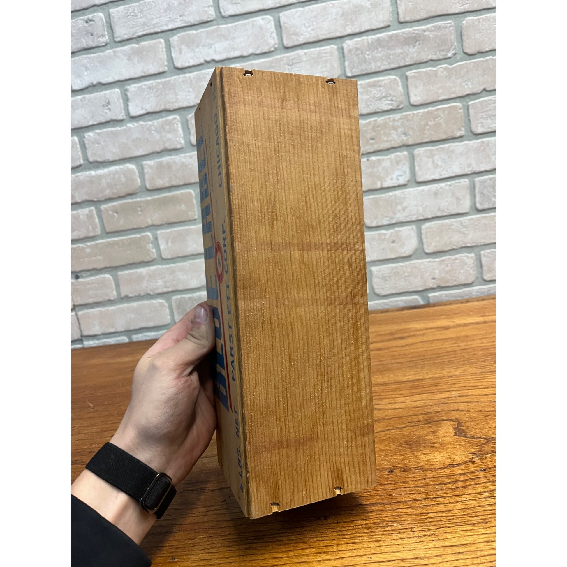 Vintage Blue Label Pabst-Ett Pabst Beer Prohibition Wooden Cheese Box 5lb CLEAN