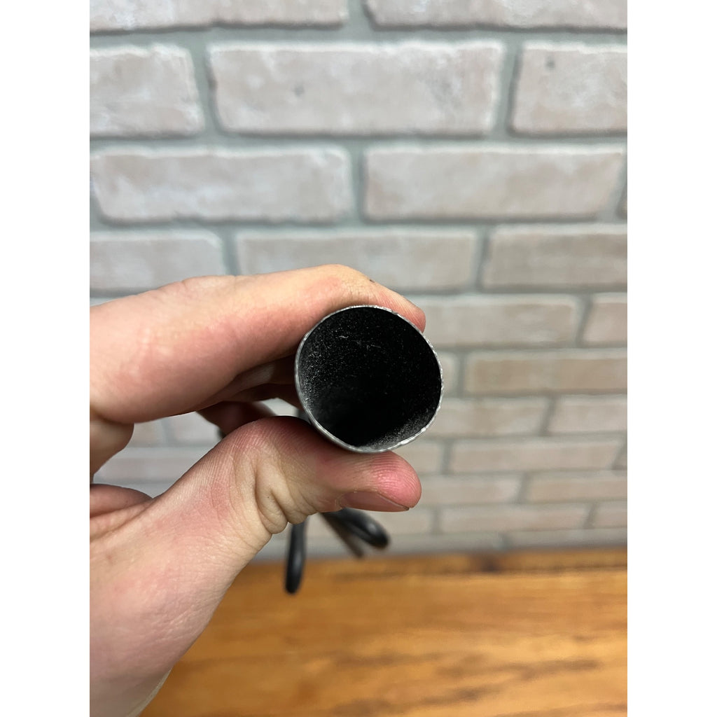 Vintage 1960s MCM Wrought Black Iron Brutalist Single Candle Holder Candlestick