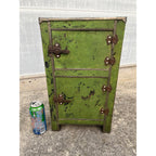 Antique c1900 Salesman Sample Miniature Ice Box Functional Model Green Paint