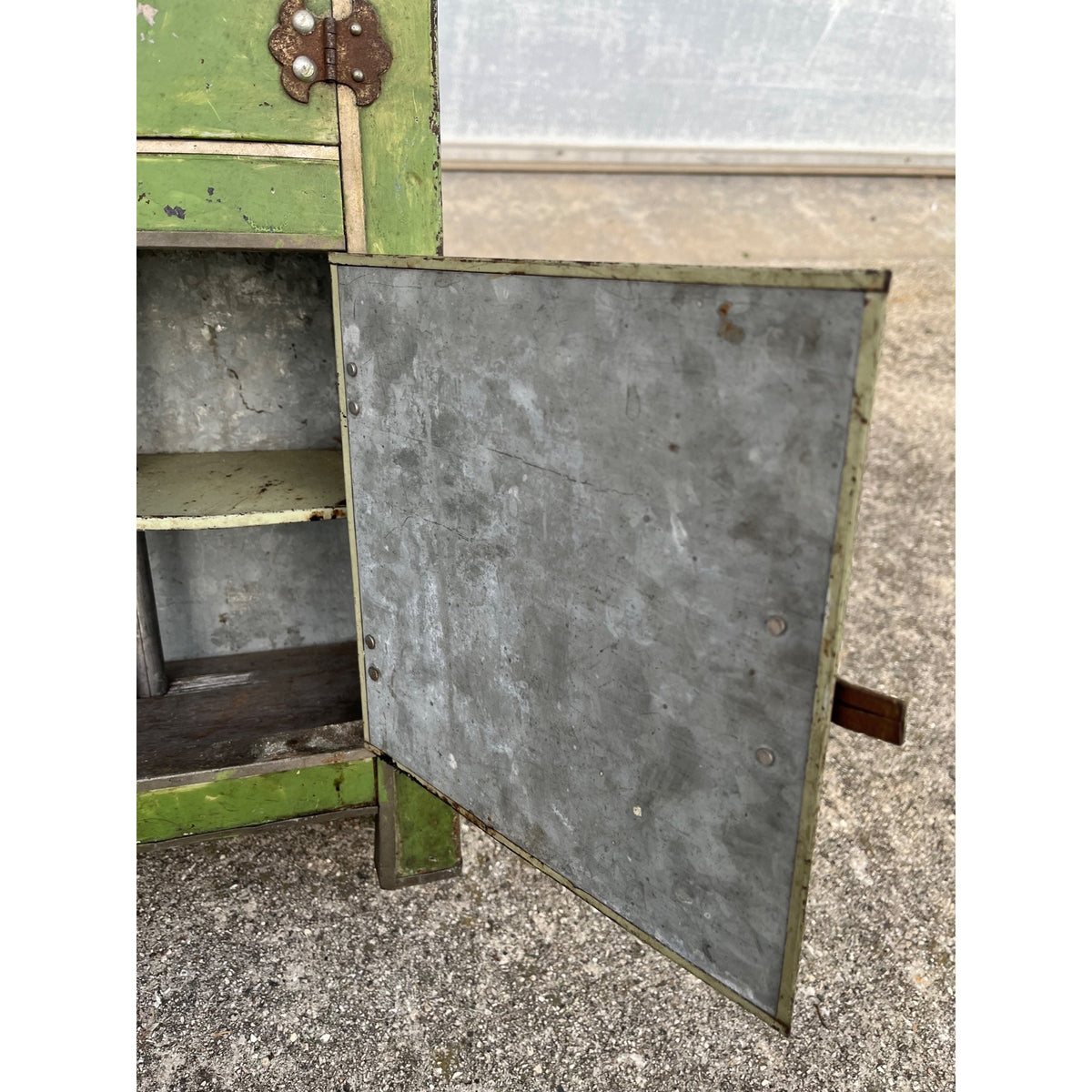 Antique c1900 Salesman Sample Miniature Ice Box Functional Model Green Paint