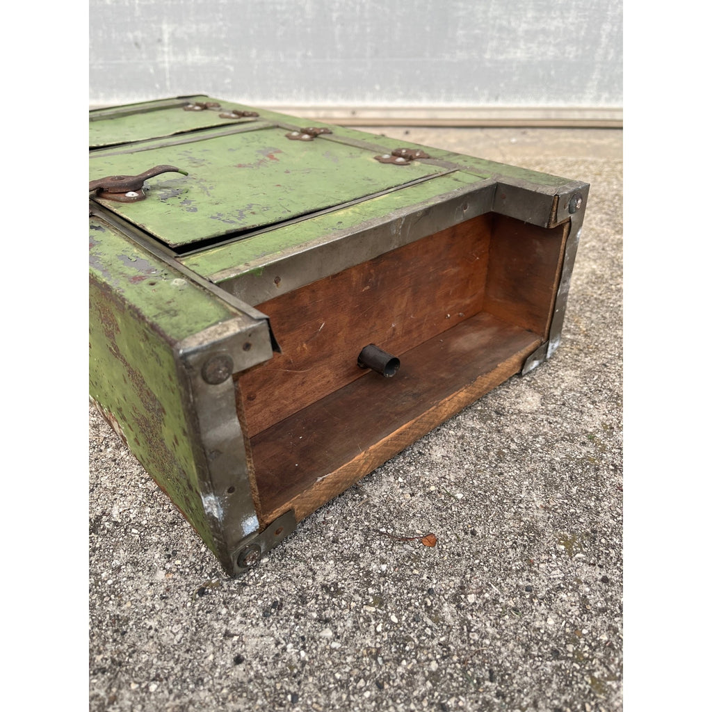 Antique c1900 Salesman Sample Miniature Ice Box Functional Model Green Paint