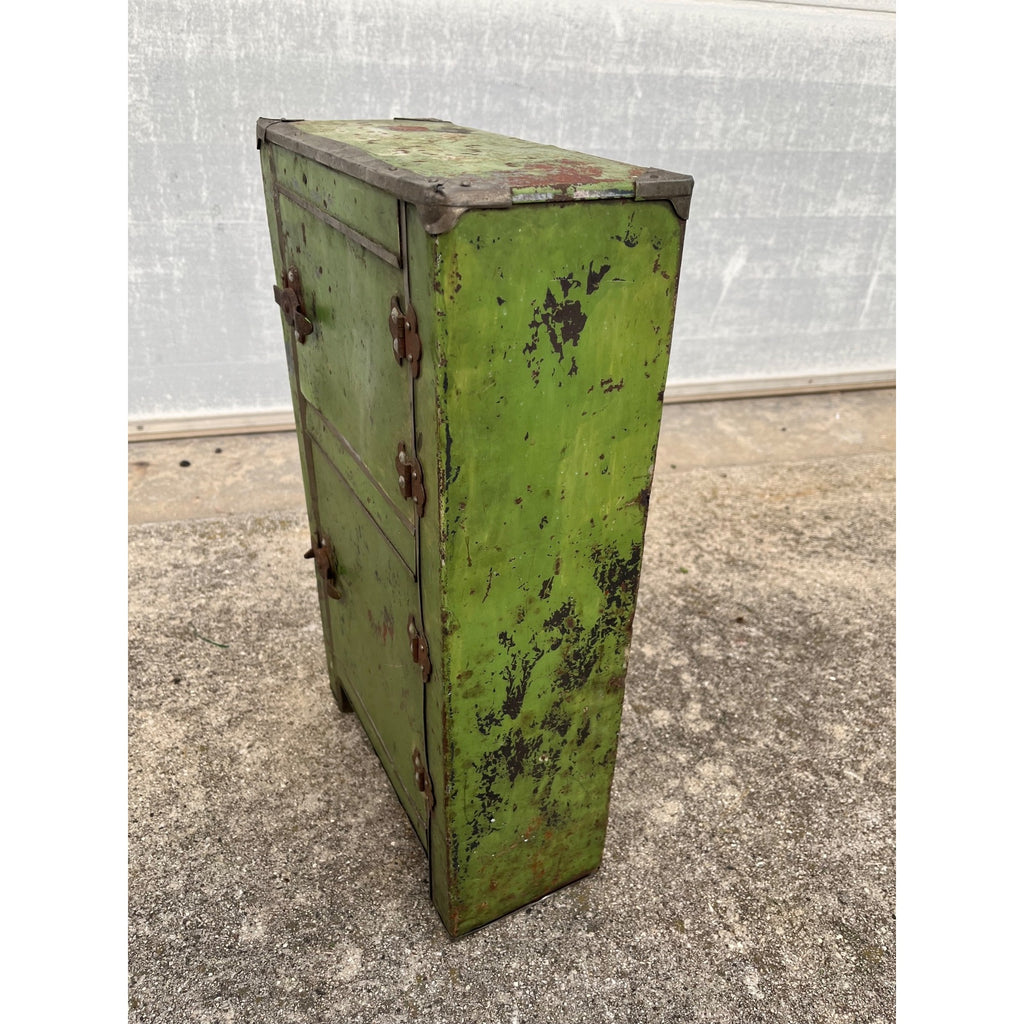 Antique c1900 Salesman Sample Miniature Ice Box Functional Model Green Paint
