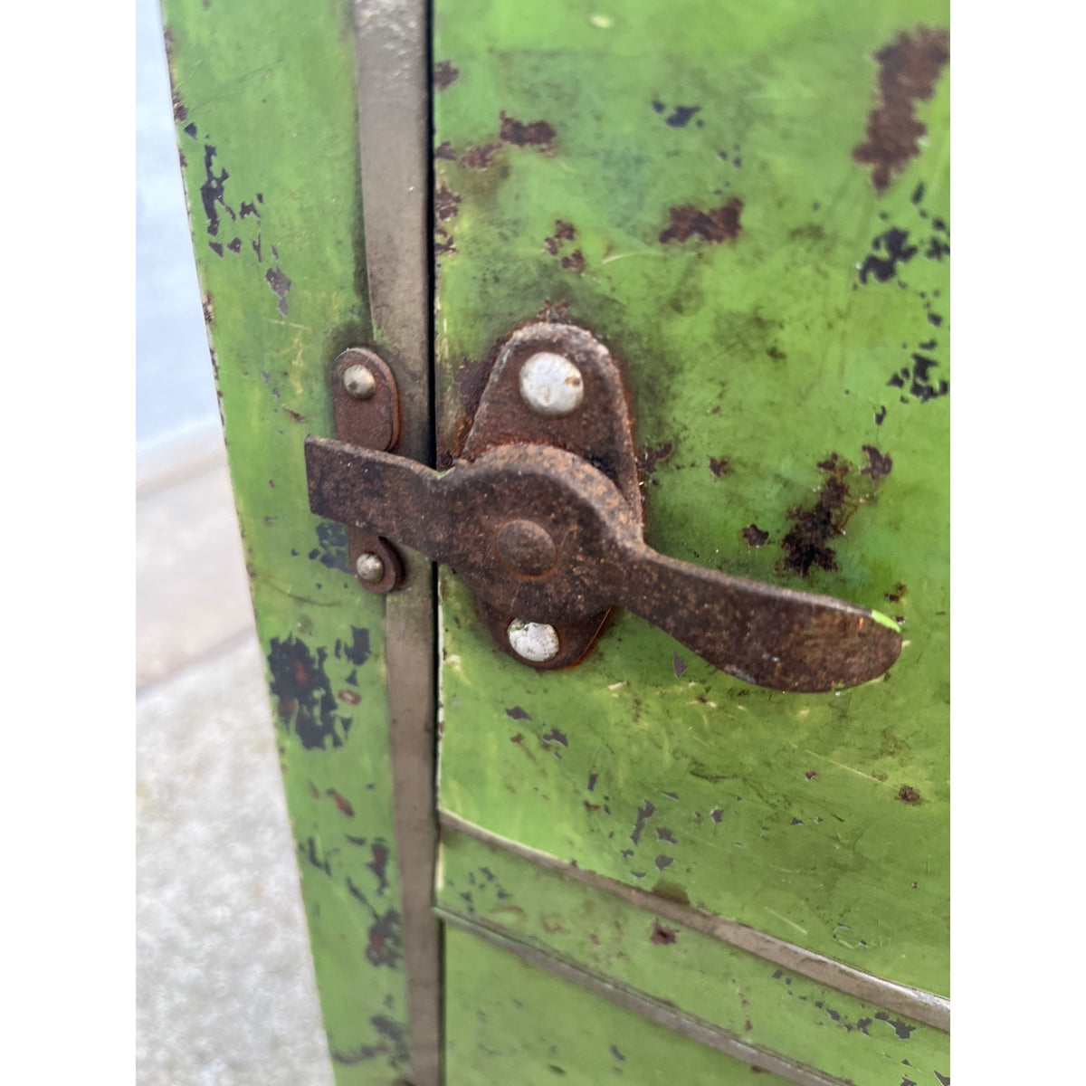 Antique c1900 Salesman Sample Miniature Ice Box Functional Model Green Paint