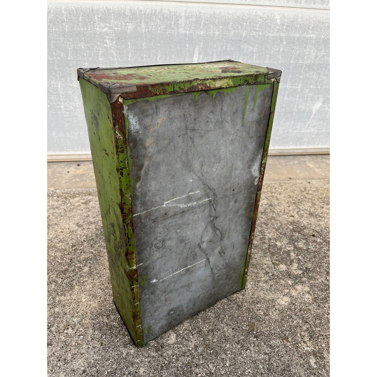 Antique c1900 Salesman Sample Miniature Ice Box Functional Model Green Paint