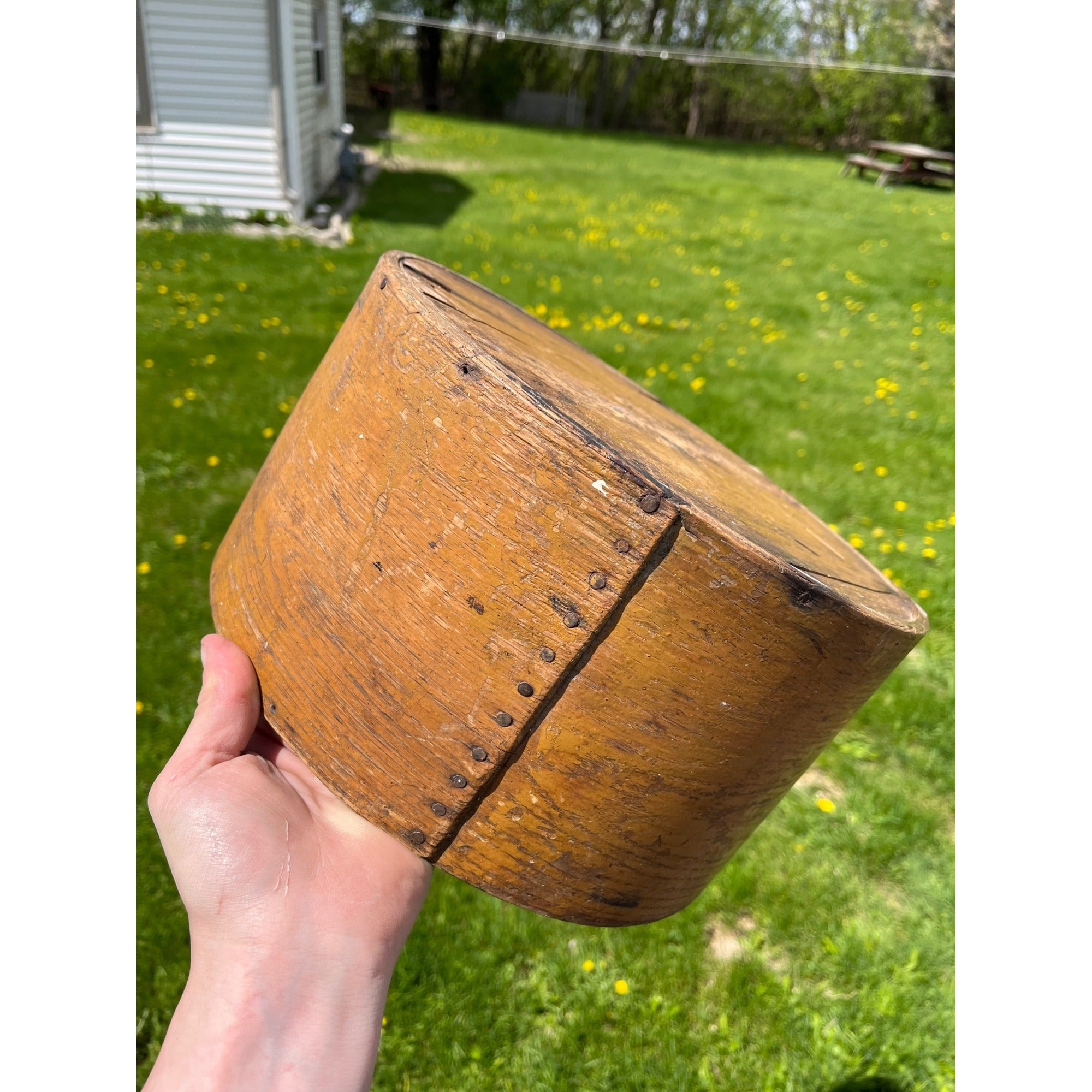Antique Primitive 19th c. Large Wooden Grain Measure S. Farrar Royalston Mass MA