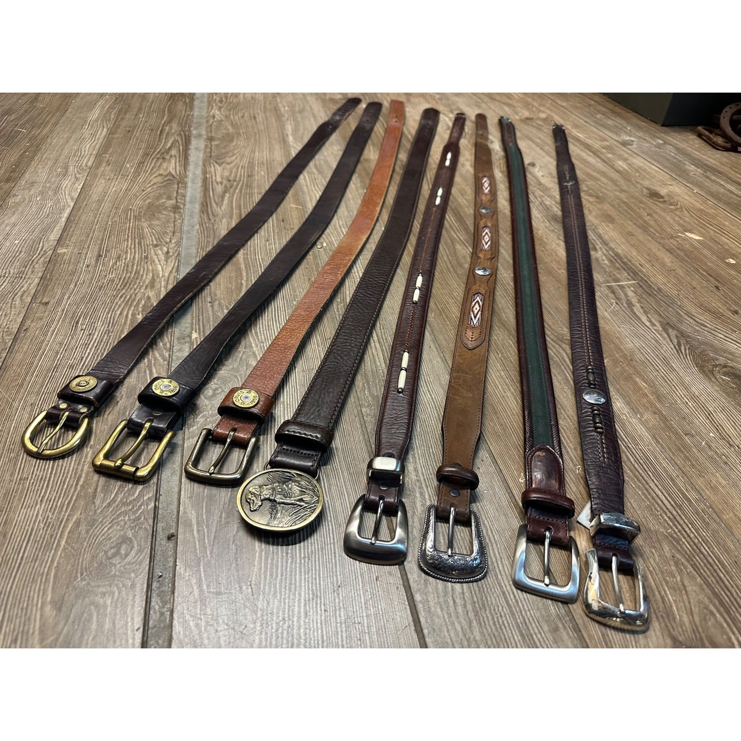 Orvis Genuine Leather Men's Belts Lot (8) Pre-Owned Size 36 Southwestern Bead++