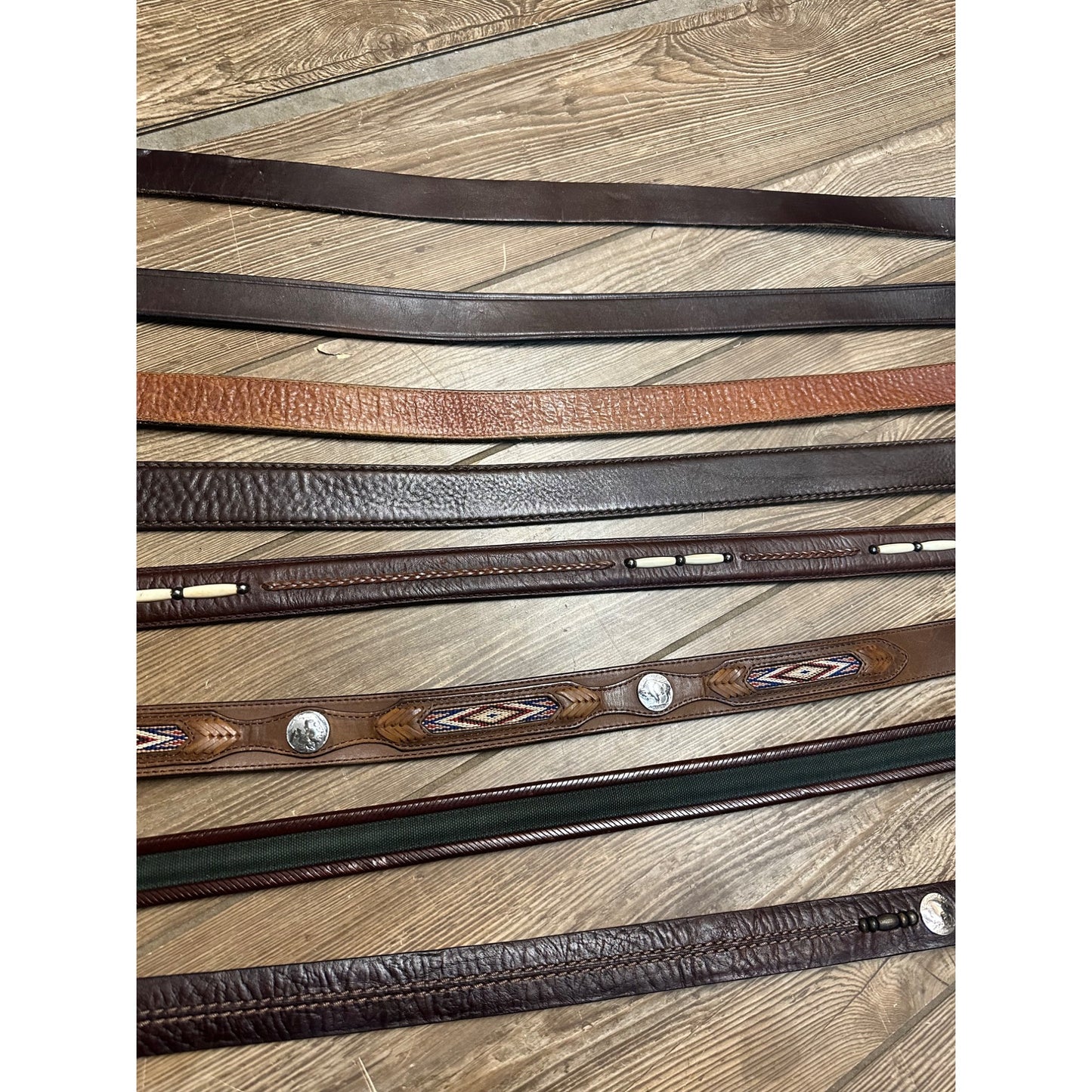 Orvis Genuine Leather Men's Belts Lot (8) Pre-Owned Size 36 Southwestern Bead++