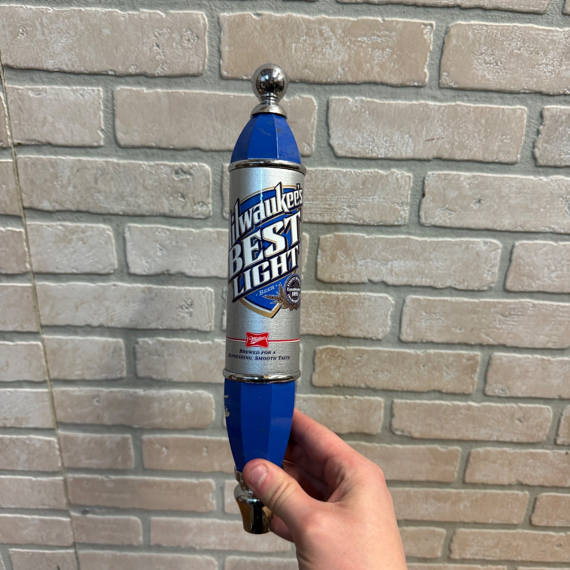 Milwaukee's Miller Best Light 12” Vintage Beer Tap Handle Knob Blue