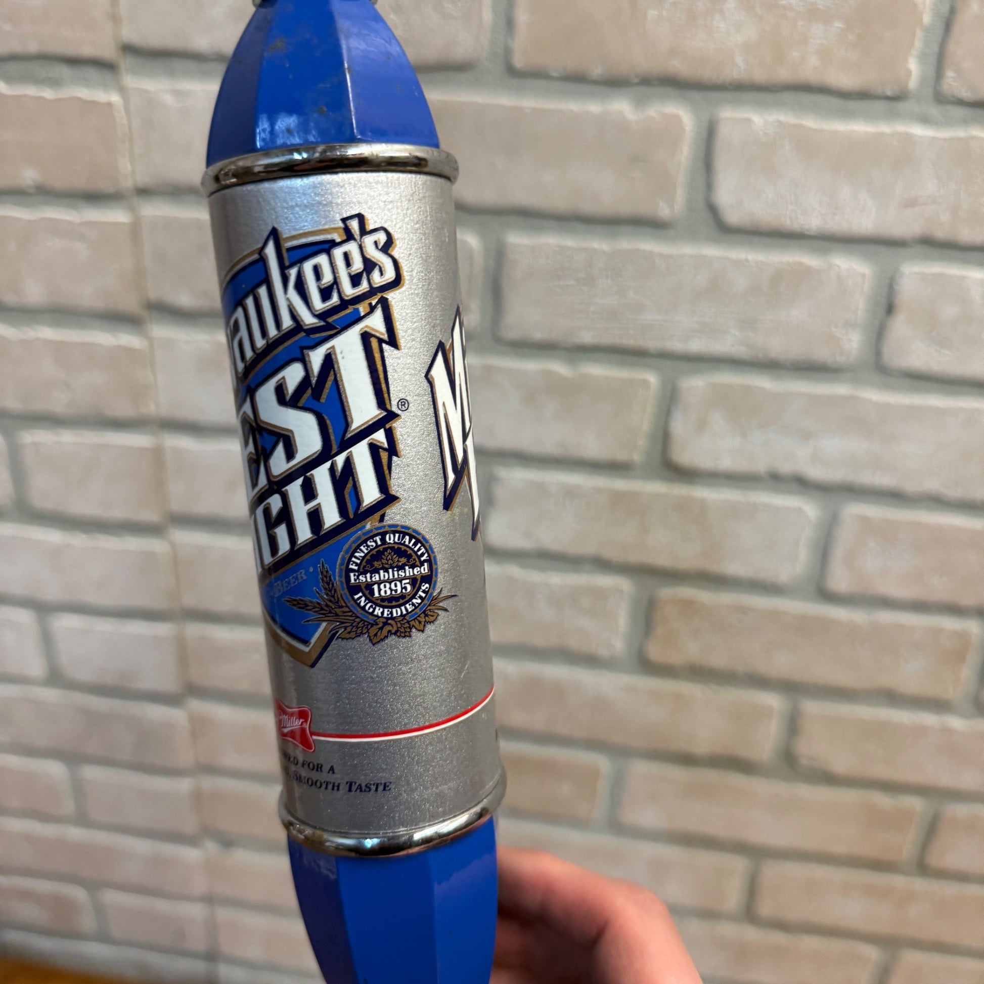 Milwaukee's Miller Best Light 12” Vintage Beer Tap Handle Knob Blue