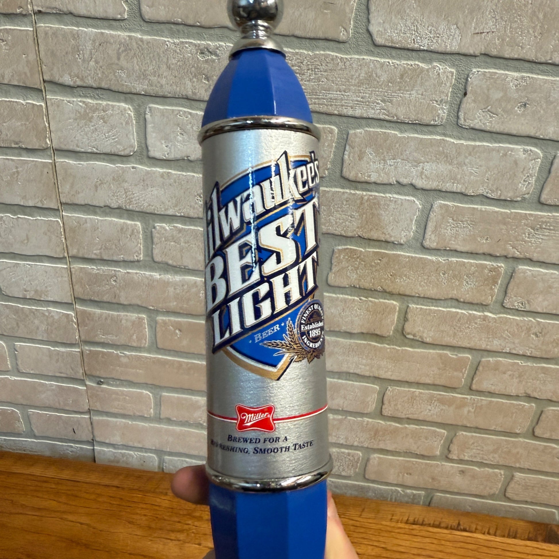 Milwaukee's Miller Best Light 12” Vintage Beer Tap Handle Knob Blue