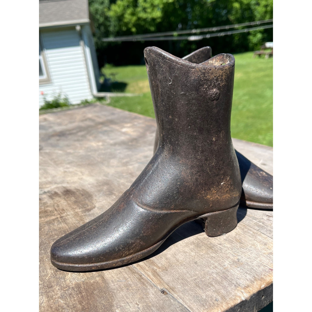 Antique Victorian Cast Iron Button Boot Shoe Forms Store Display Mannequin Lasts Pair