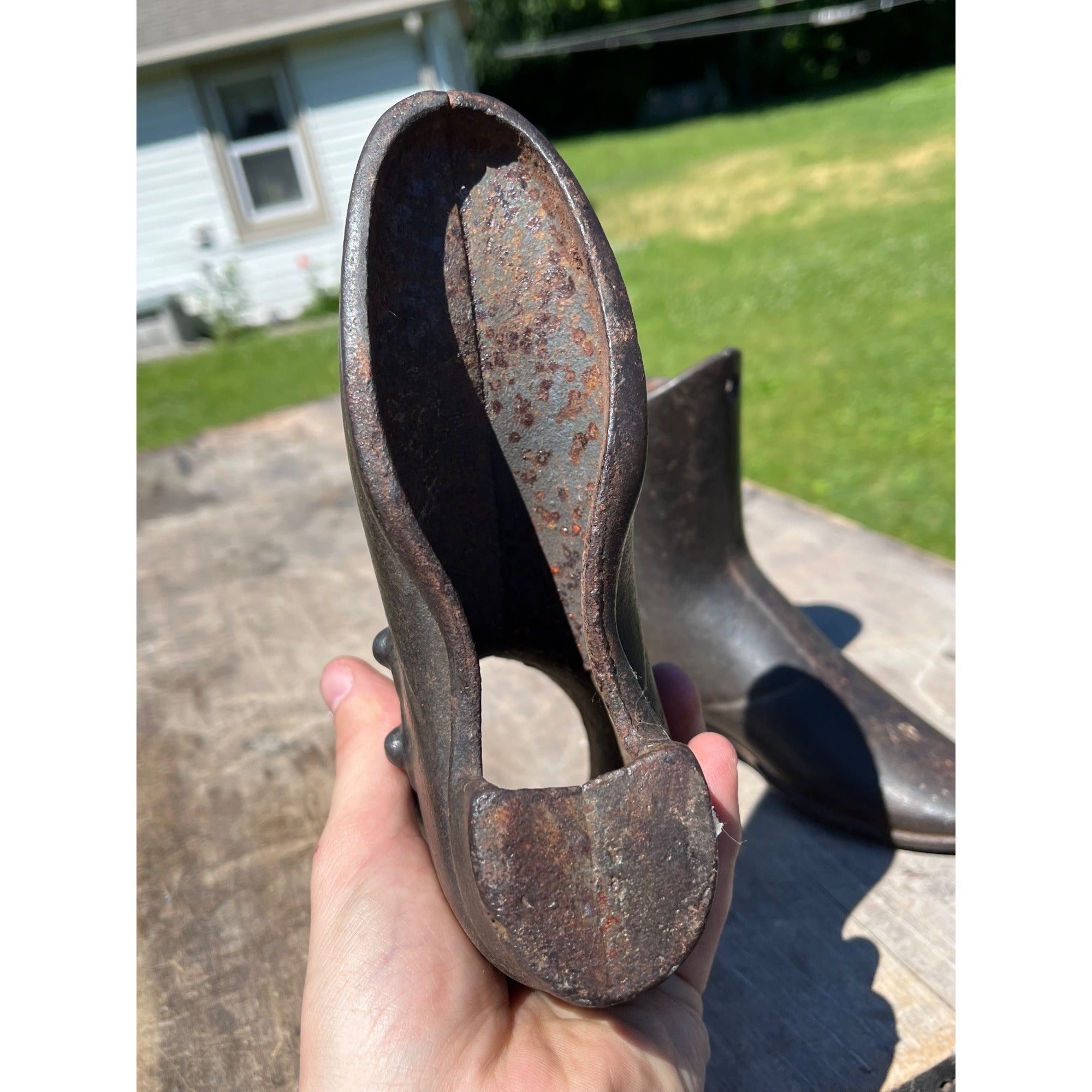 Antique Victorian Cast Iron Button Boot Shoe Forms Store Display Mannequin Lasts Pair