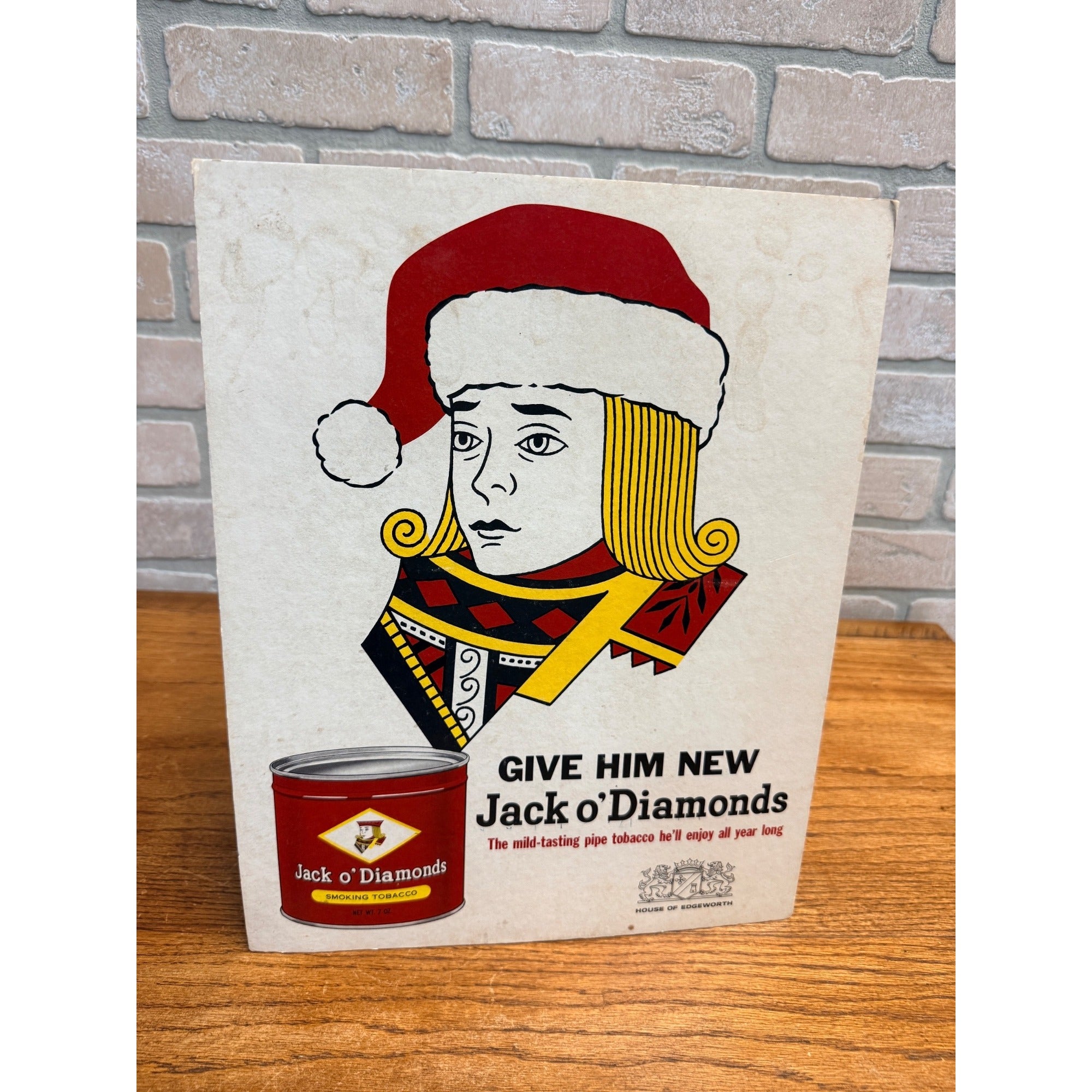 RARE Vintage Jack O' Diamonds Pipe Tobacco Advertising Sign Store Display