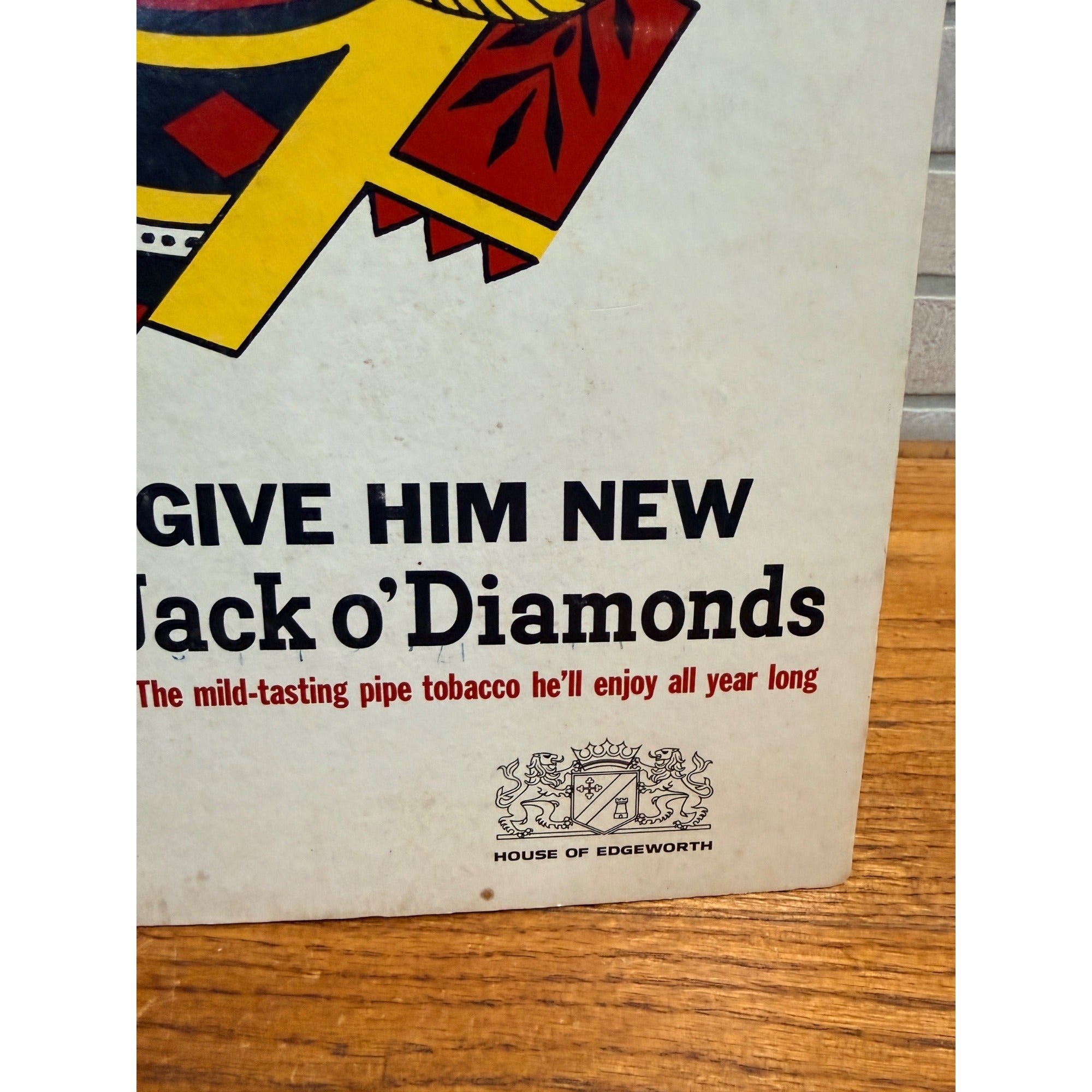 RARE Vintage Jack O' Diamonds Pipe Tobacco Advertising Sign Store Display