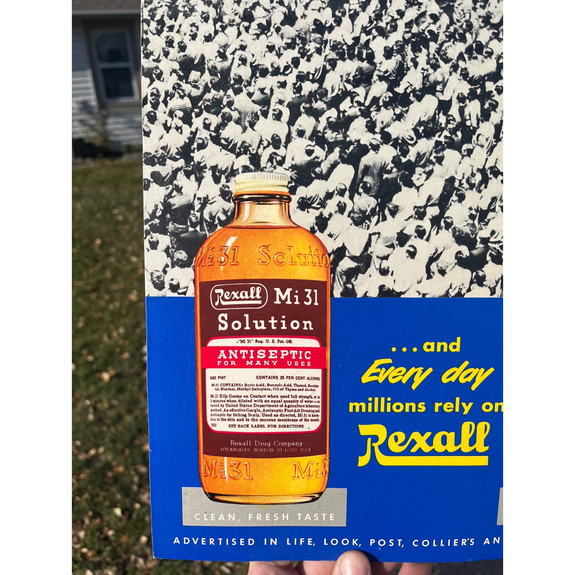 Vintage Rexall Mouth Wash Cardboard Advertising Easel Sign Drug Store Display